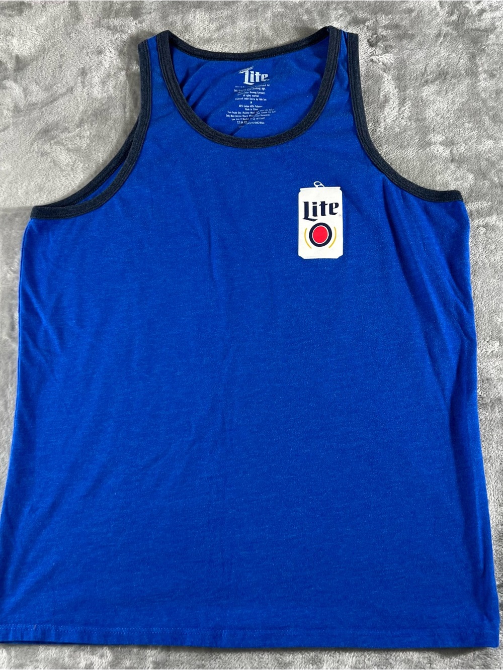 Miller Lite Beer Can Sleeveless Blue Muscle Shirt Tank Top Sz M Navy Blue